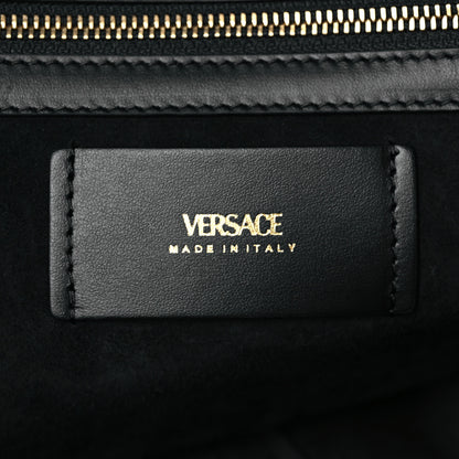 Versace Grained Calfskin Large V Greca Signature Tote Bag Black 6 of 9
