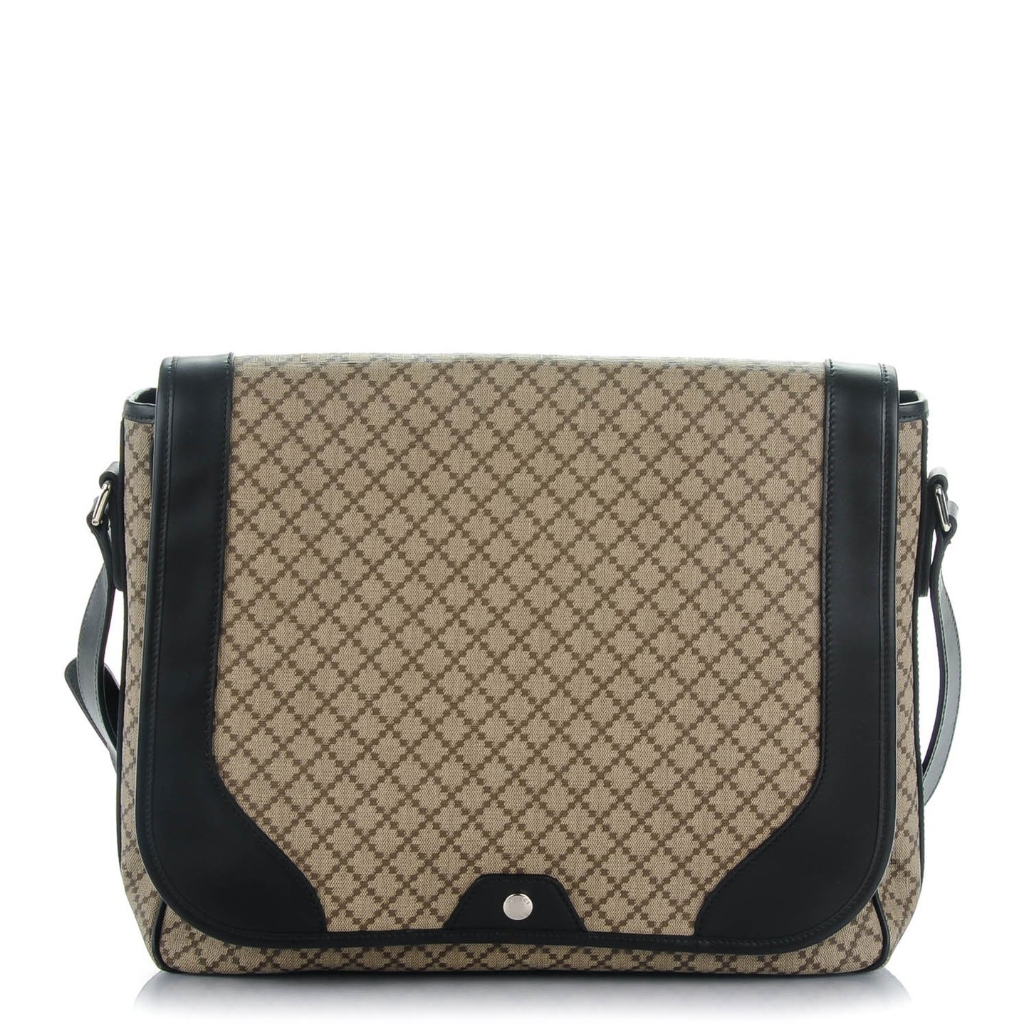 Diamante Large Flap Messenger Bag Beige Black