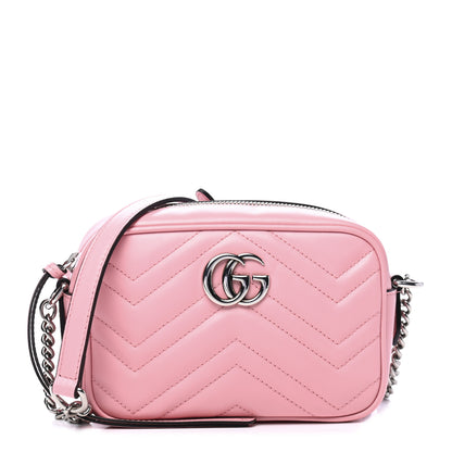 Gucci Calfskin Matelasse Mini GG Marmont Chain Shoulder Bag Wild Rose 1 of 5