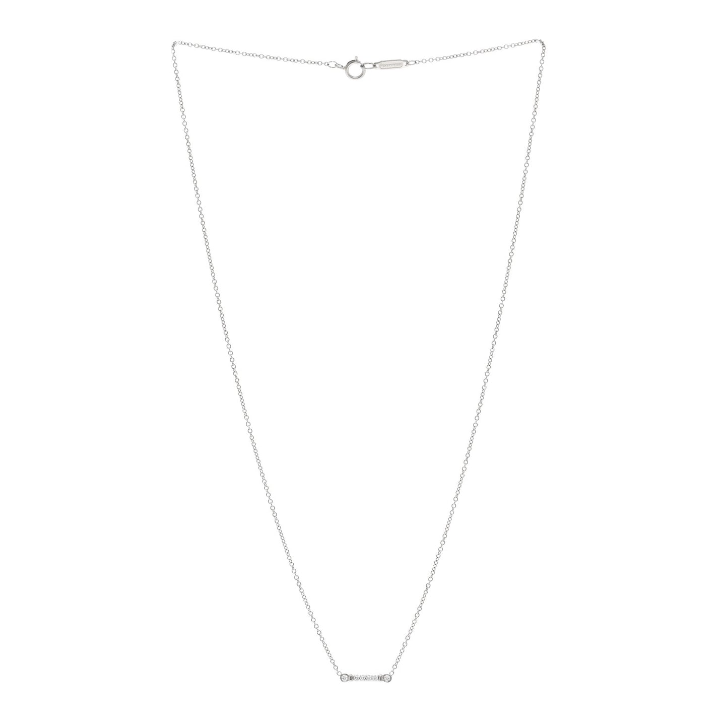 Platinum Diamond Fleur de Lis Key Bar Pendant Necklace