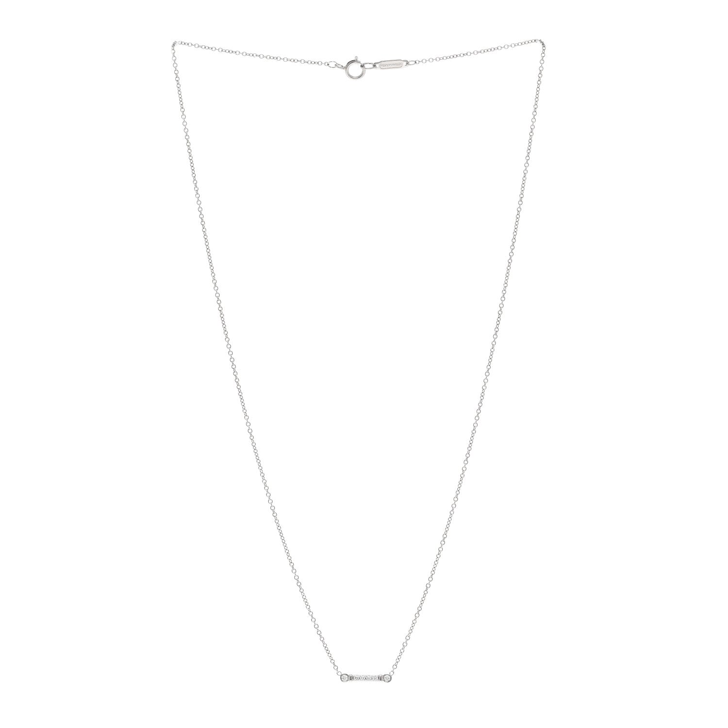 Tiffany Platinum Diamond Fleur de Lis Key Bar Pendant Necklace 3 of 4