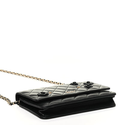 Chanel Lambskin Camellia Wallet on Chain WOC Black 4 of 10