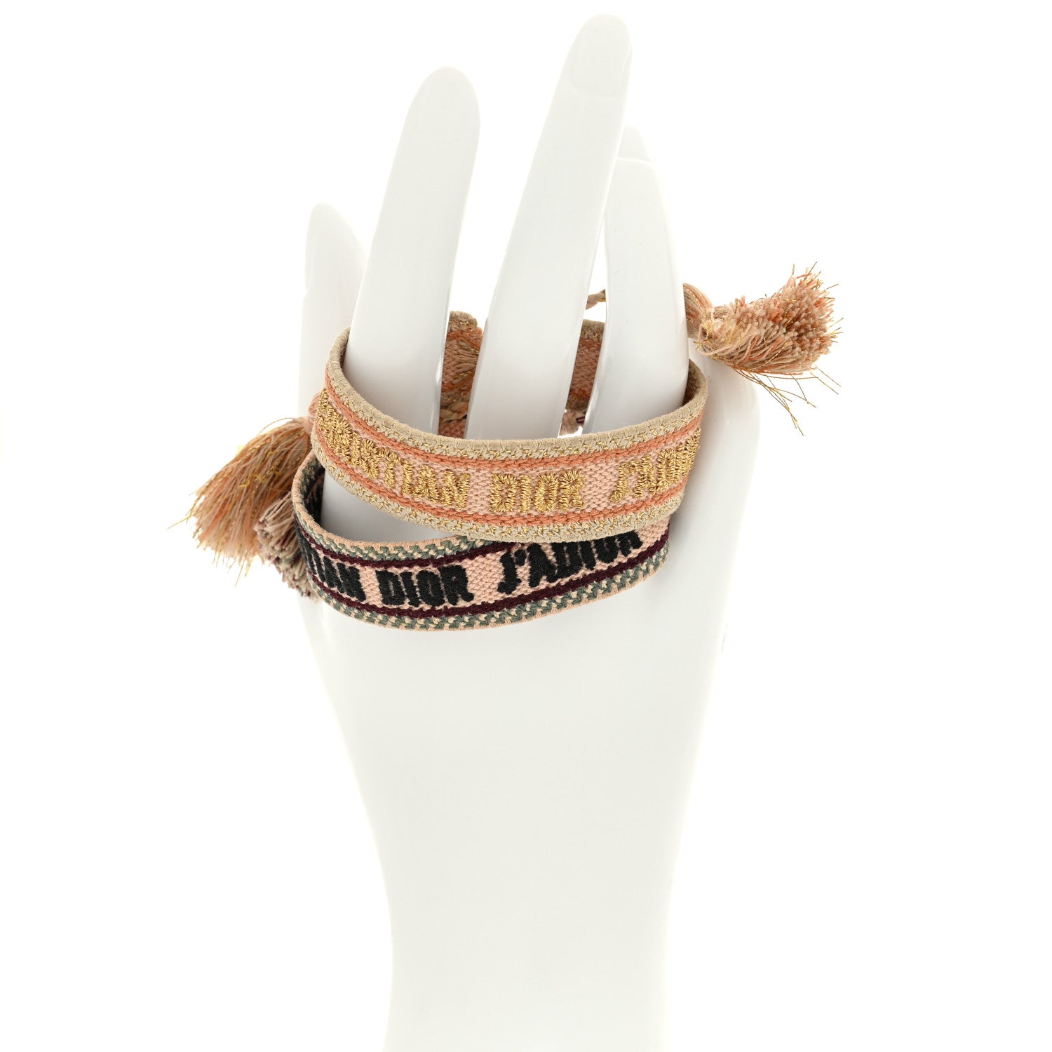 Christian Dior Woven Cotton J'Adior Friendship Bracelet Set Gold Pink 2 of 4