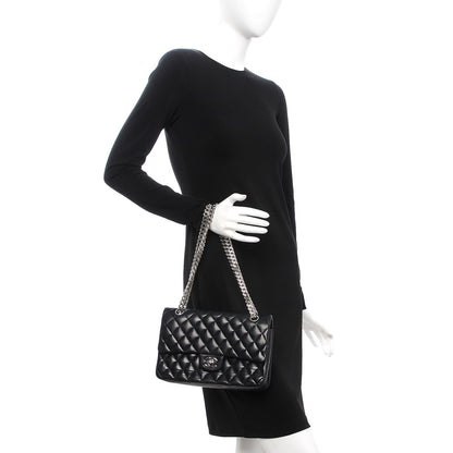 Chanel Lambskin Quilted Medium Double Flap Bijoux Chain Black 3 of 10