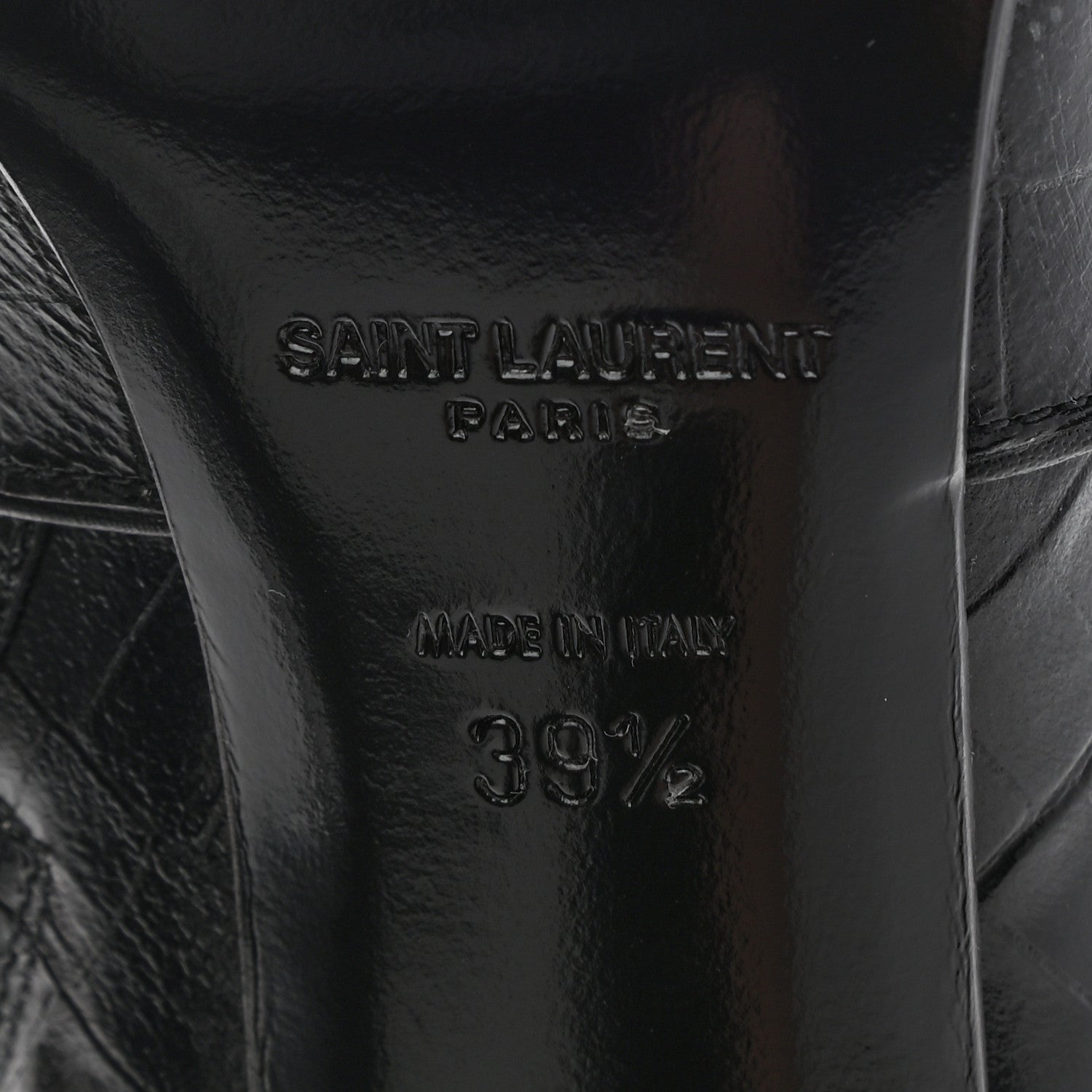 Saint Laurent Shiny Crocodile Embossed Jane 90 Zip Booties 39.5 Black 6 of 9
