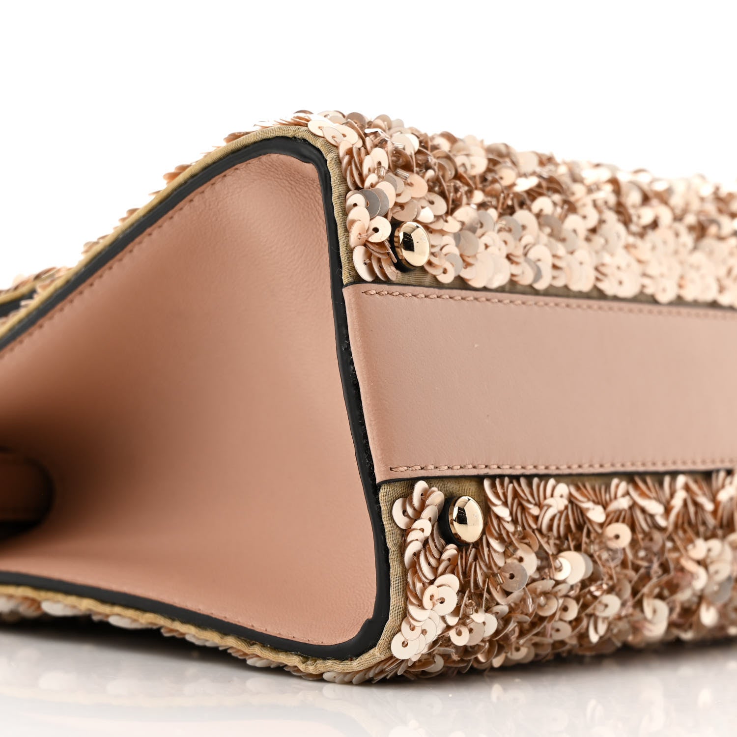 Valentino Garavani Sequin Crystal Embroidered Mini Vsling Top Handle Bag Light Peach Rose Mist 8 of 12