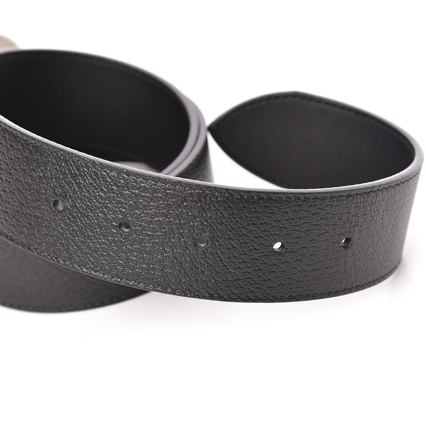 Textured Dollar Calfskin Nickel Double G 40mm Belt 85 34 Black