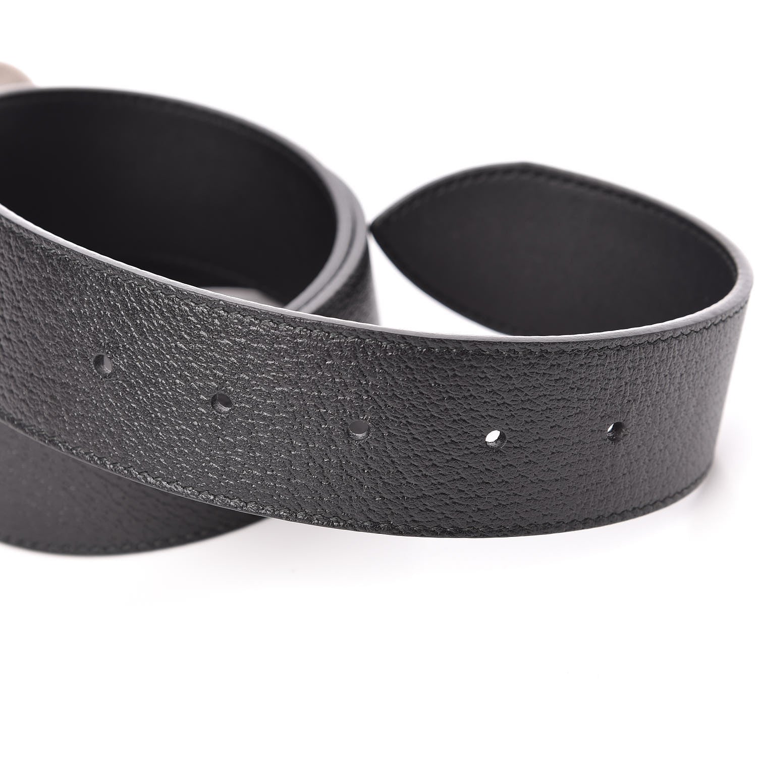 Gucci Textured Dollar Calfskin Nickel Double G 40mm Belt 85 34 Black 4 of 6
