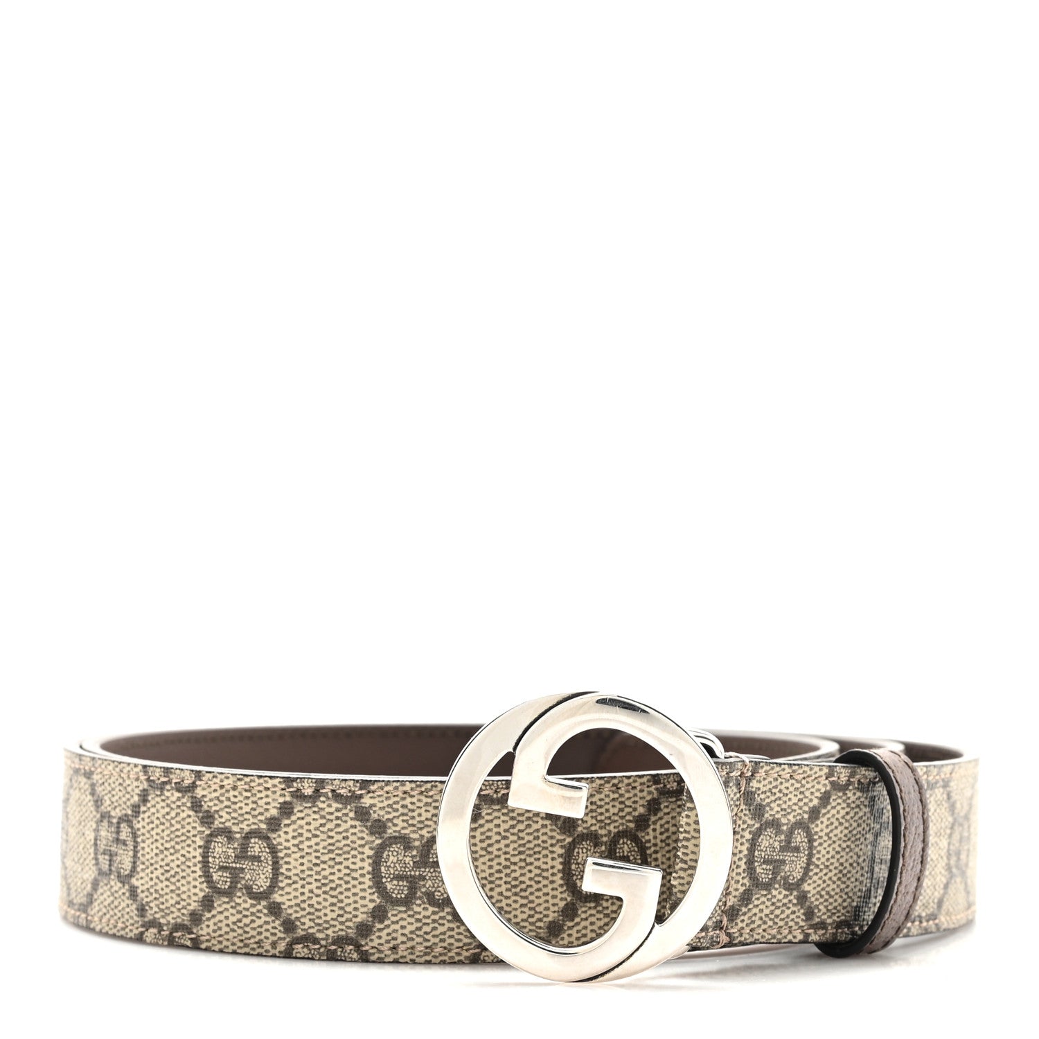 Gucci GG Supreme Monogram Calfskin Blondie Interlocking G 30mm Belt 110 44 Beige Ebony New Acero 1 of 5