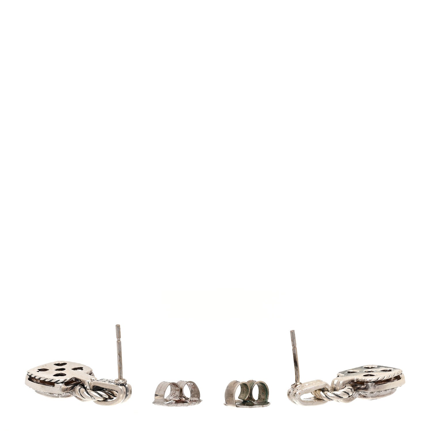David Yurman Sterling Silver Diamond Black Onyx 7mm Petite Albion Drop Earrings 3 of 5