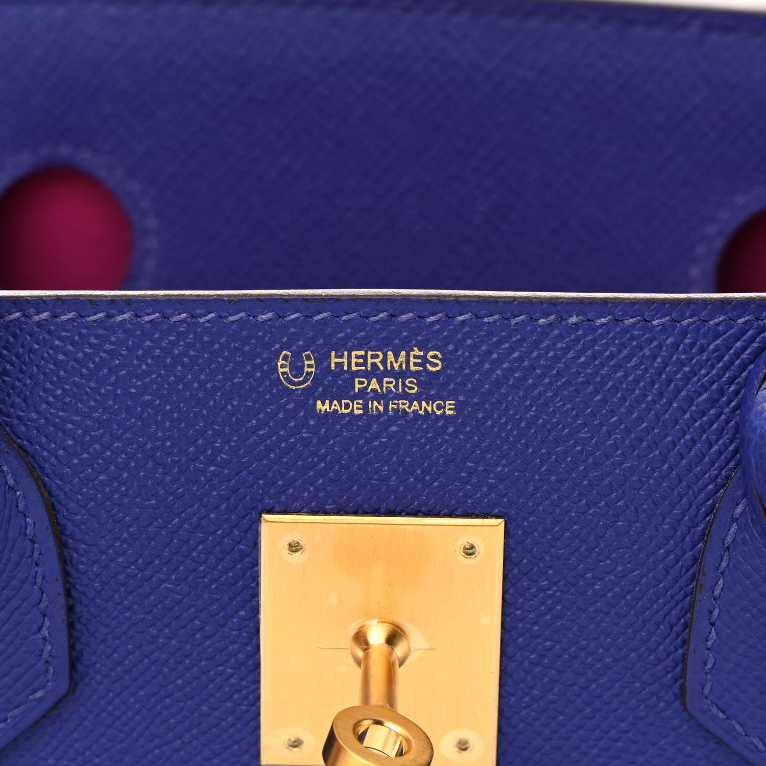 Hermes Epsom Horseshoe Birkin 30 Bleu Electrique Rose Pourpre 6 of 14
