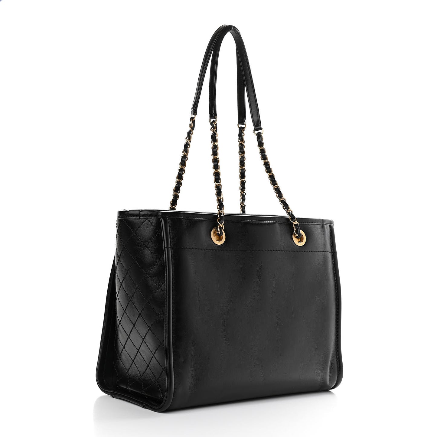Aged Calfskin Small Charms Deauville Tote Black