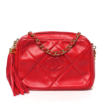 Chanel Lambskin Quilted Tassel Camera Case Red 1 of 12