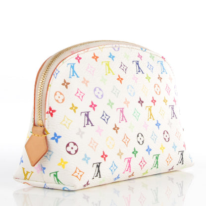 Louis Vuitton Monogram Multicolor Cosmetic Pouch White Litchi 3 of 7