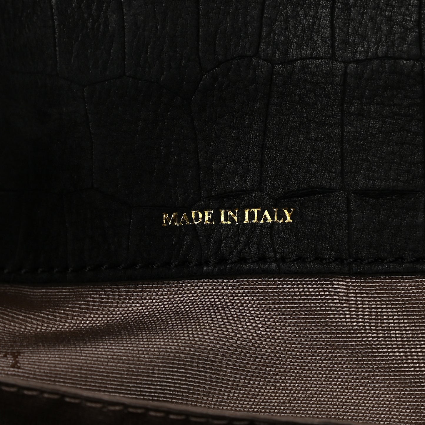 Crocodile Stamped Calfskin Trilogy Bowling Bag Black