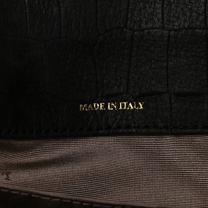 Lanvin Crocodile Stamped Calfskin Trilogy Bowling Bag Black 7 of 12