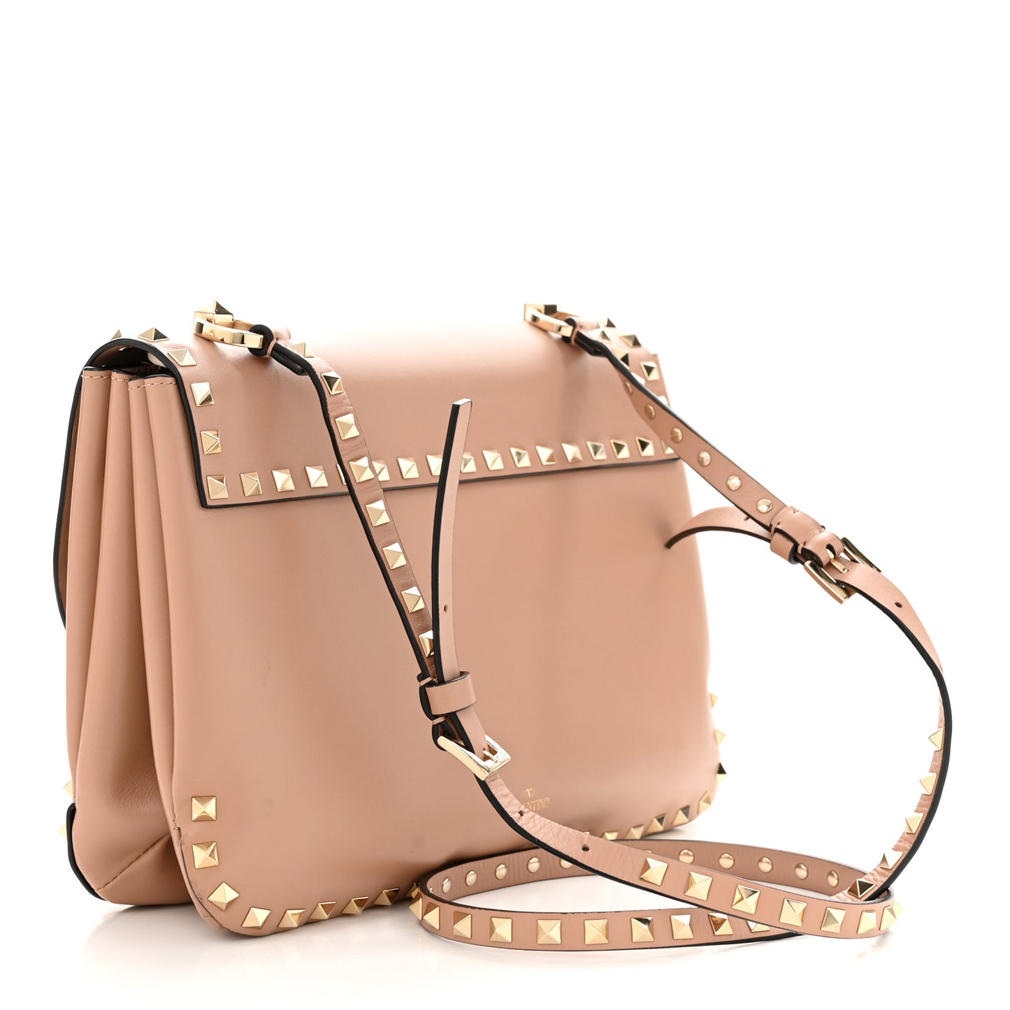 Vitello Small Rockstud Shoulder Bag Rose Cannelle