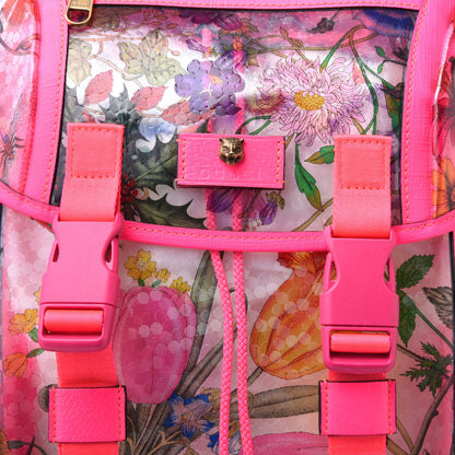 Gucci PVC Floral Double Buckle Backpack Fuchsia 9 of 9