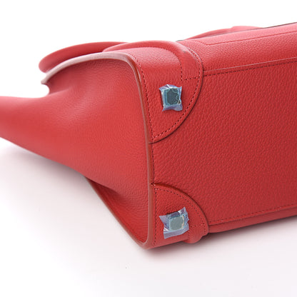 Celine Drummed Calfskin Micro Luggage Red 8 of 10