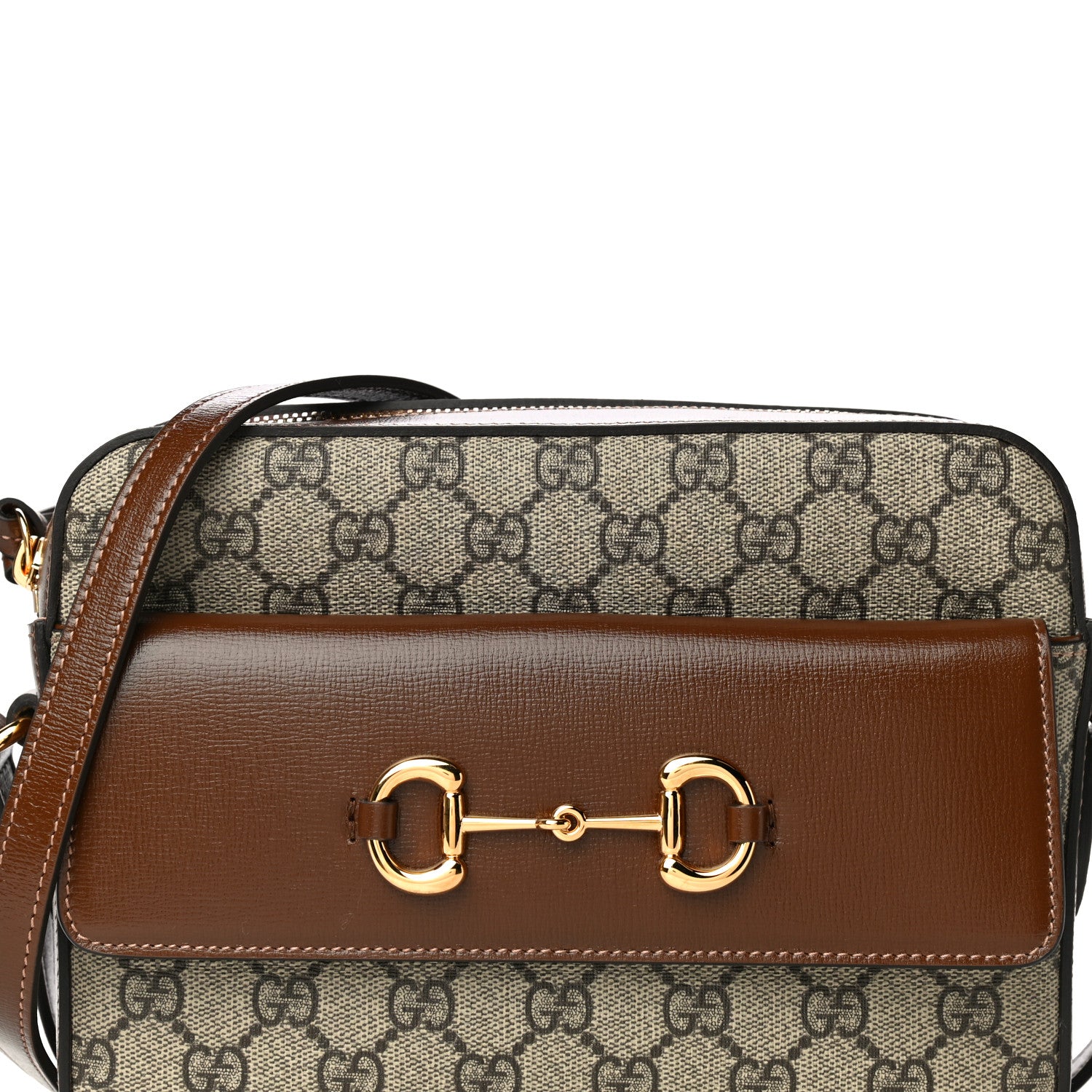 Gucci GG Supreme Monogram Small Horsebit 1955 Shoulder Bag Beige Brown Sugar 9 of 11