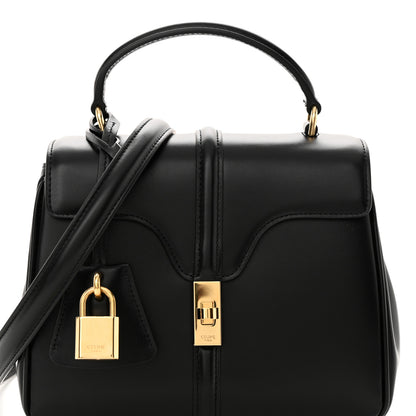 Celine Satinated Calfskin Mini 16 Top Handle Bag Black 8 of 12