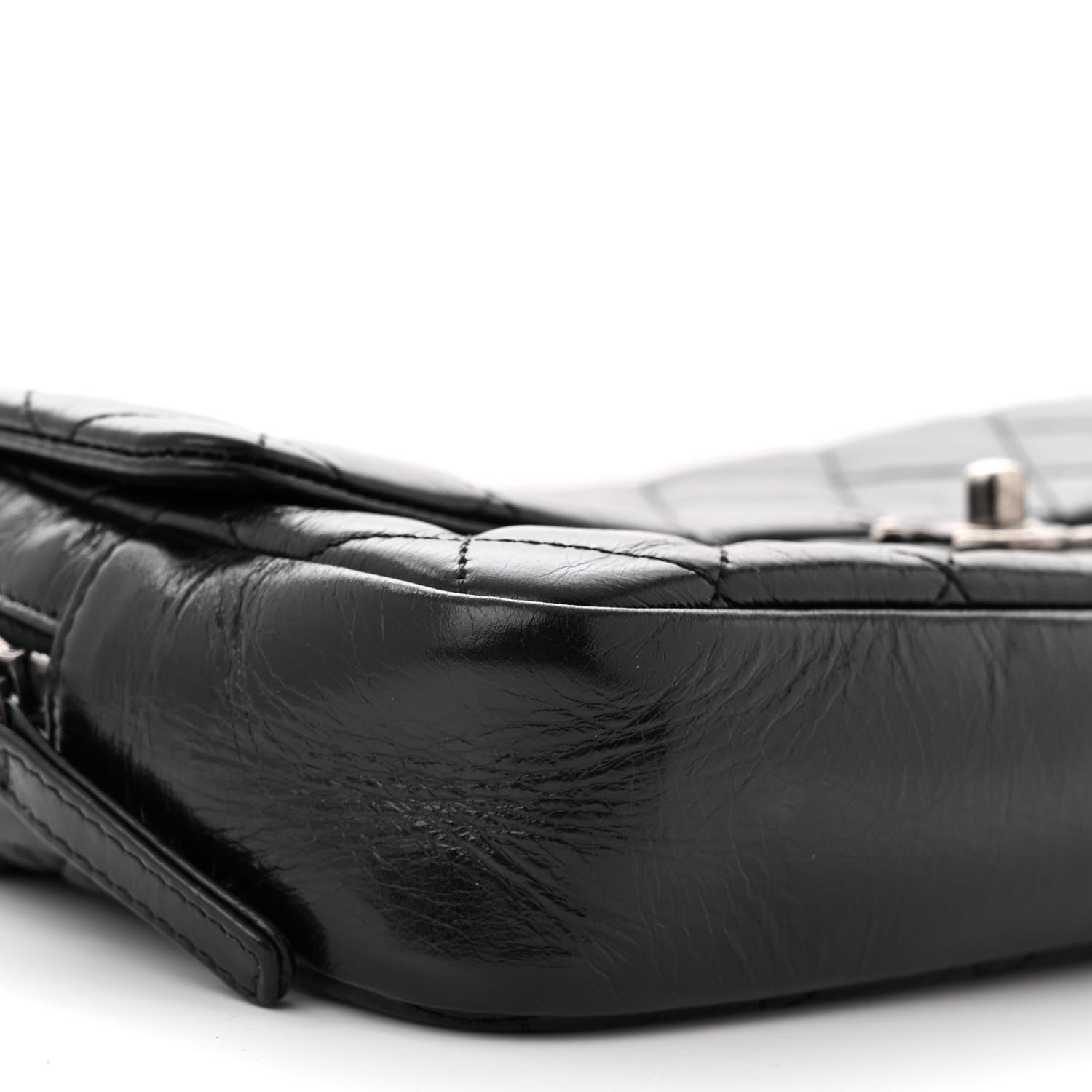 Chanel Glazed Calfskin Quilted Medium Duo Color Flap Black 9 of 12