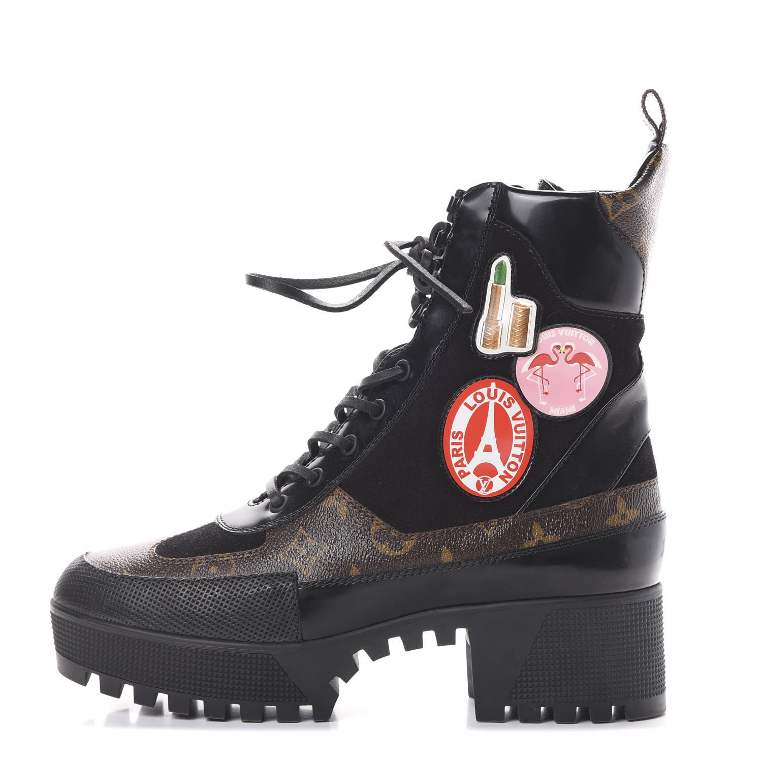 Louis Vuitton Suede Calfskin Monogram World Tour Platform Desert Boots 40 Black 1 of 10