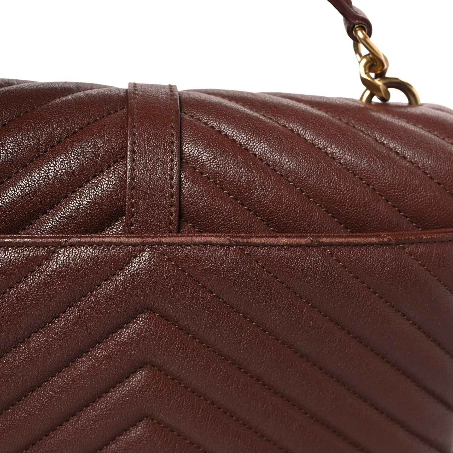 Saint Laurent Sheepskin Matelasse Chevron Monogram Medium College Bag Old Brandy 11 of 12