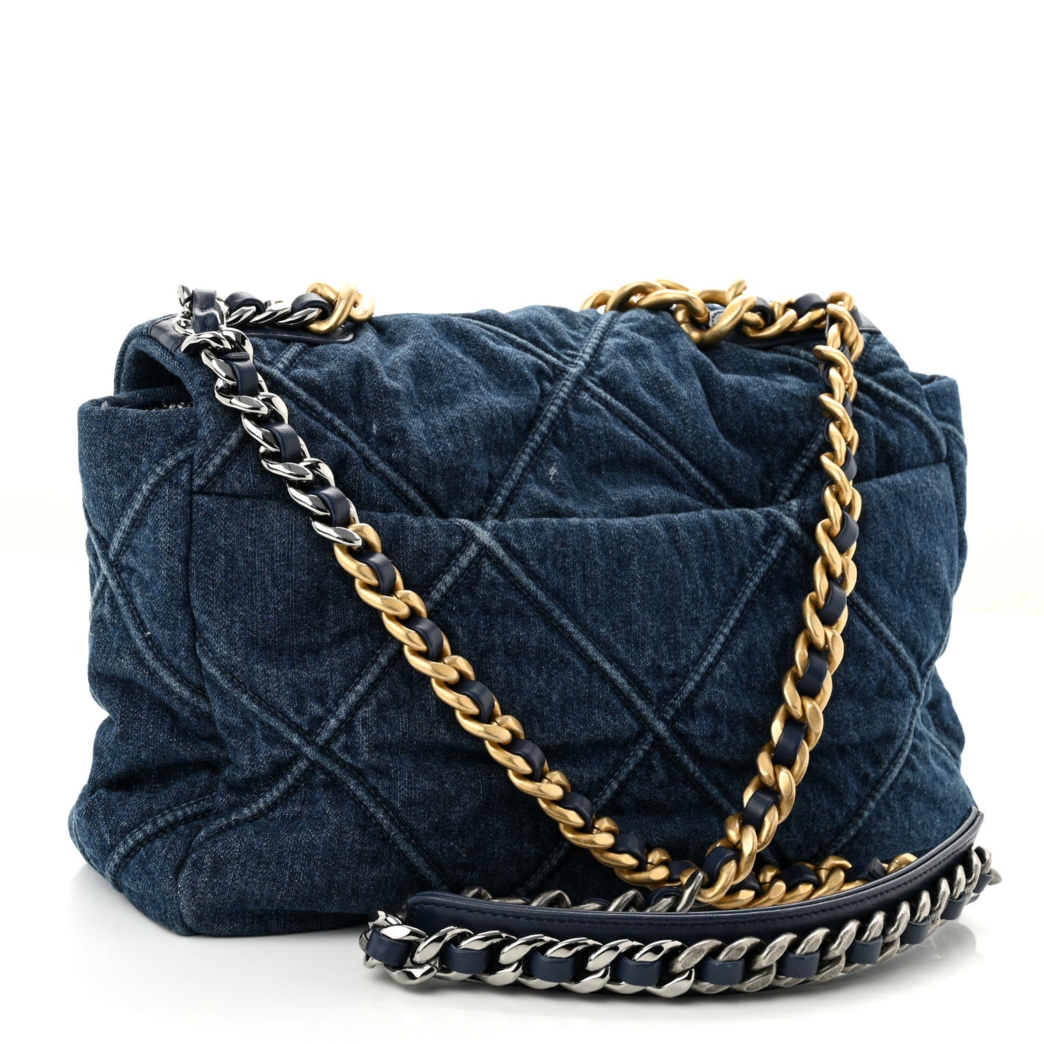 Chanel Denim Quilted Large Chanel 19 Flap Blue 3 of 10