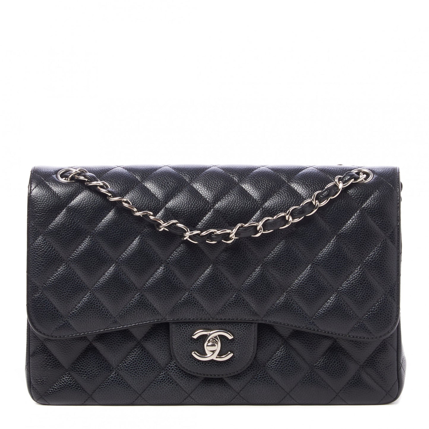 Caviar Quilted Jumbo Double Flap Black