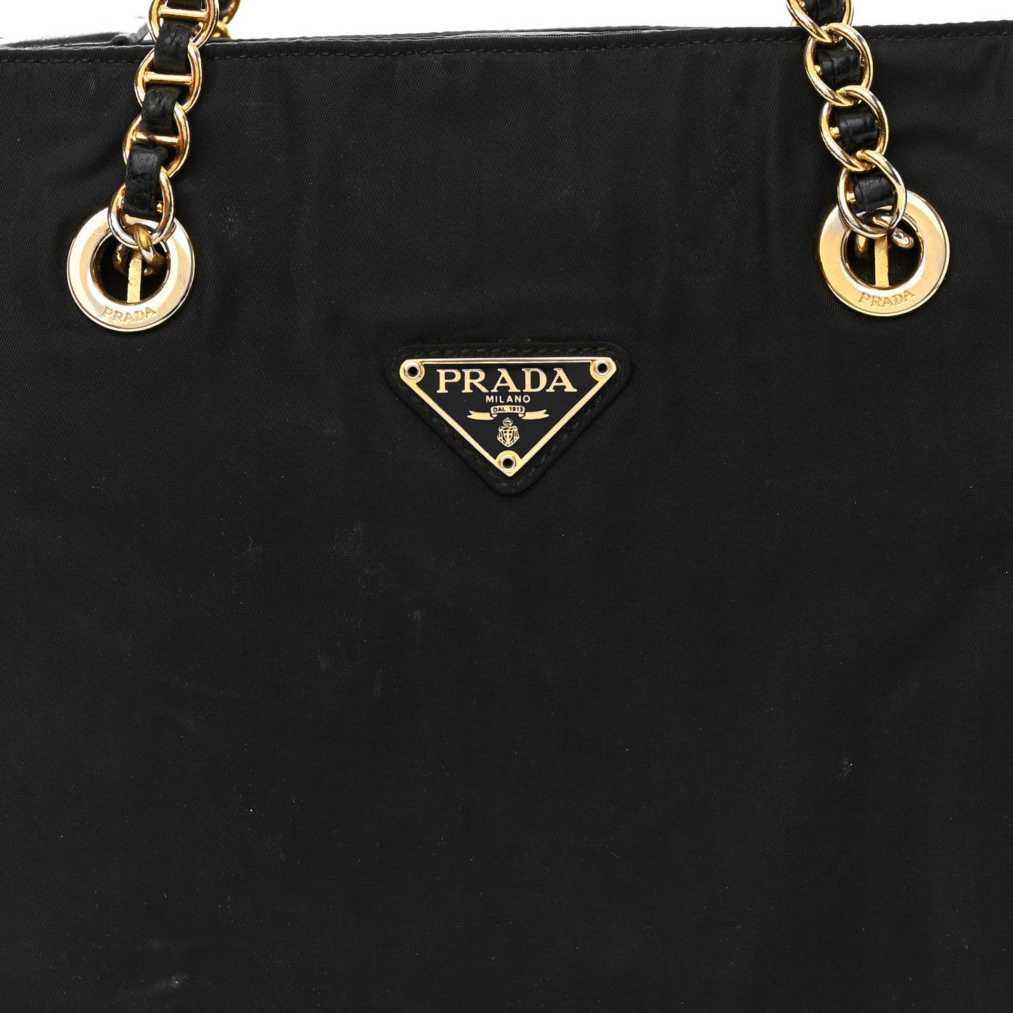 Tessuto Nylon Chain Shoulder Bag Black