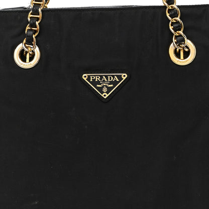 Prada Tessuto Nylon Chain Shoulder Bag Black 10 of 12