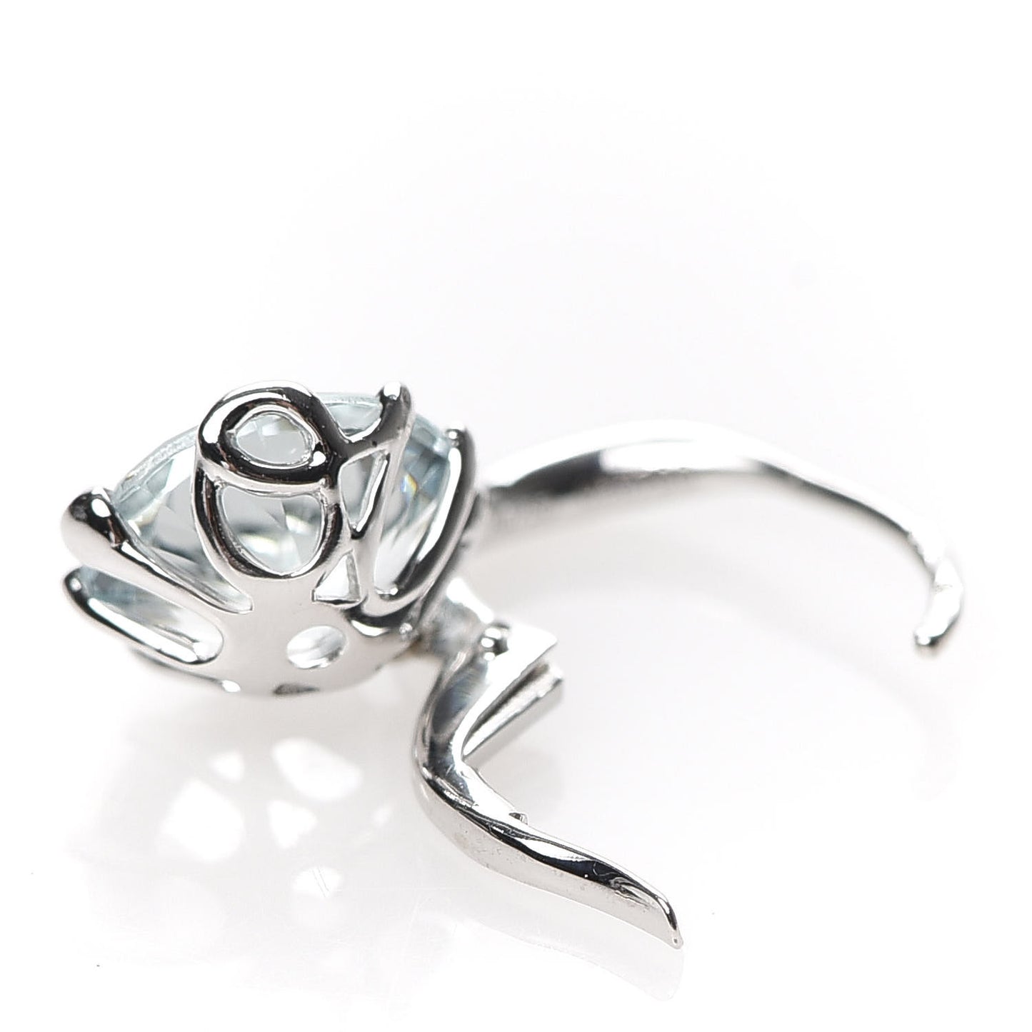 18K White Gold Diamond Aquamarine Oui Drop Earrings