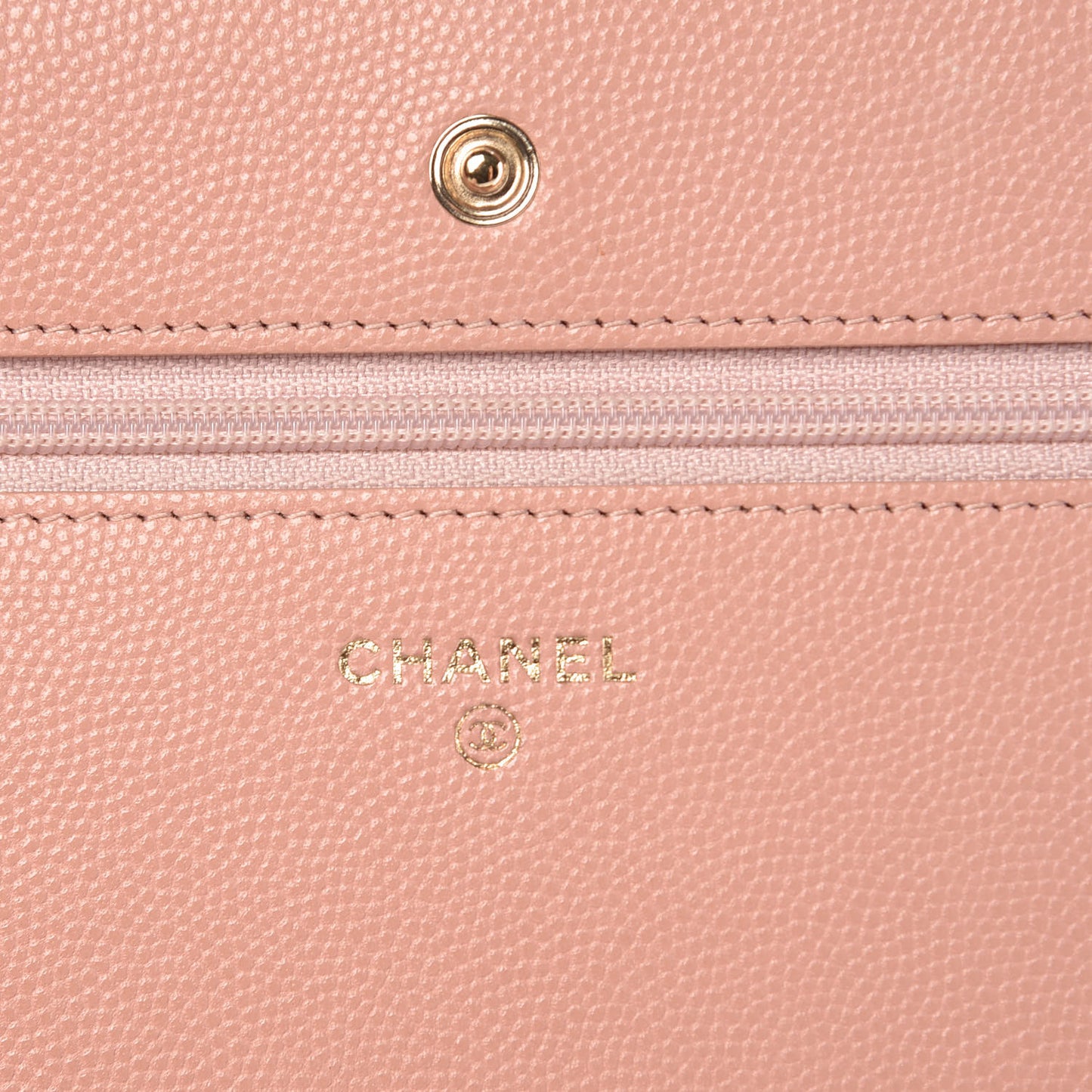 Caviar Camellia Embossed Wallet On Chain WOC Light Pink