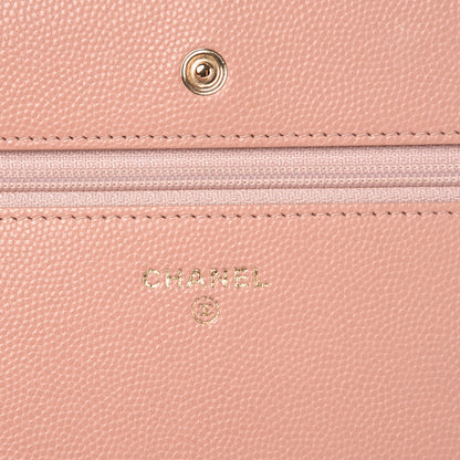 Chanel Caviar Camellia Embossed Wallet On Chain WOC Light Pink 6 of 12
