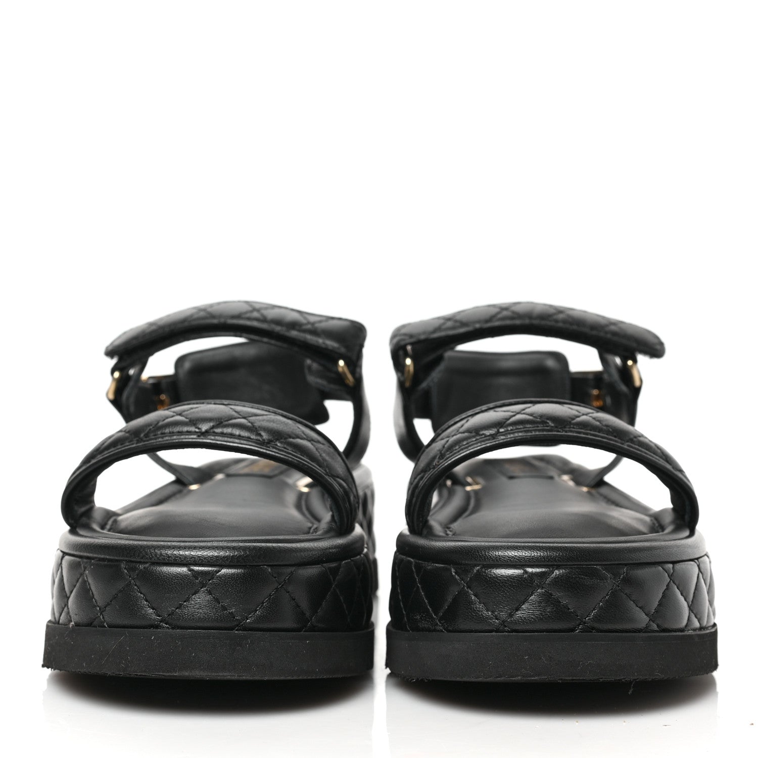 Chanel Lambskin Quilted Platform Sandals 38 Black 2 of 9