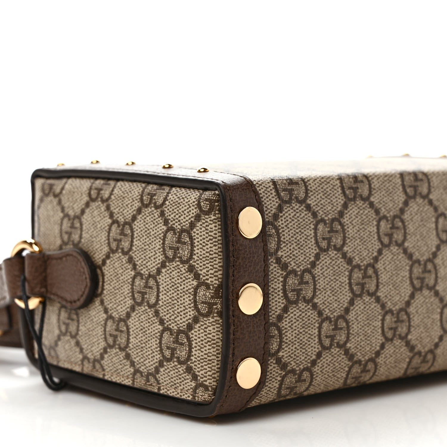 Gucci GG Supreme Monogram Textured Dollar Calfskin Mini Trunk Shoulder Bag Beige Ebony New Acero 8 of 10