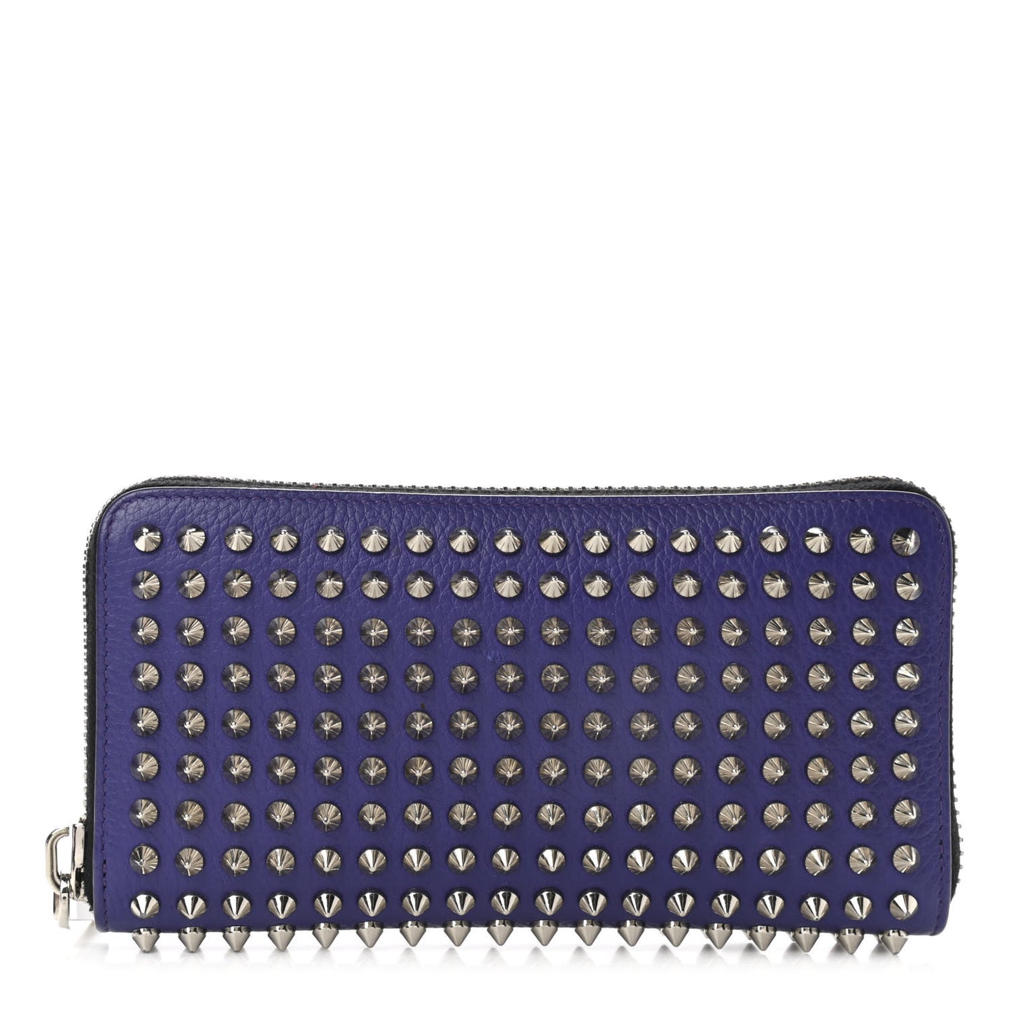 Calfskin Panettone Spiked Zip Around Wallet Purple