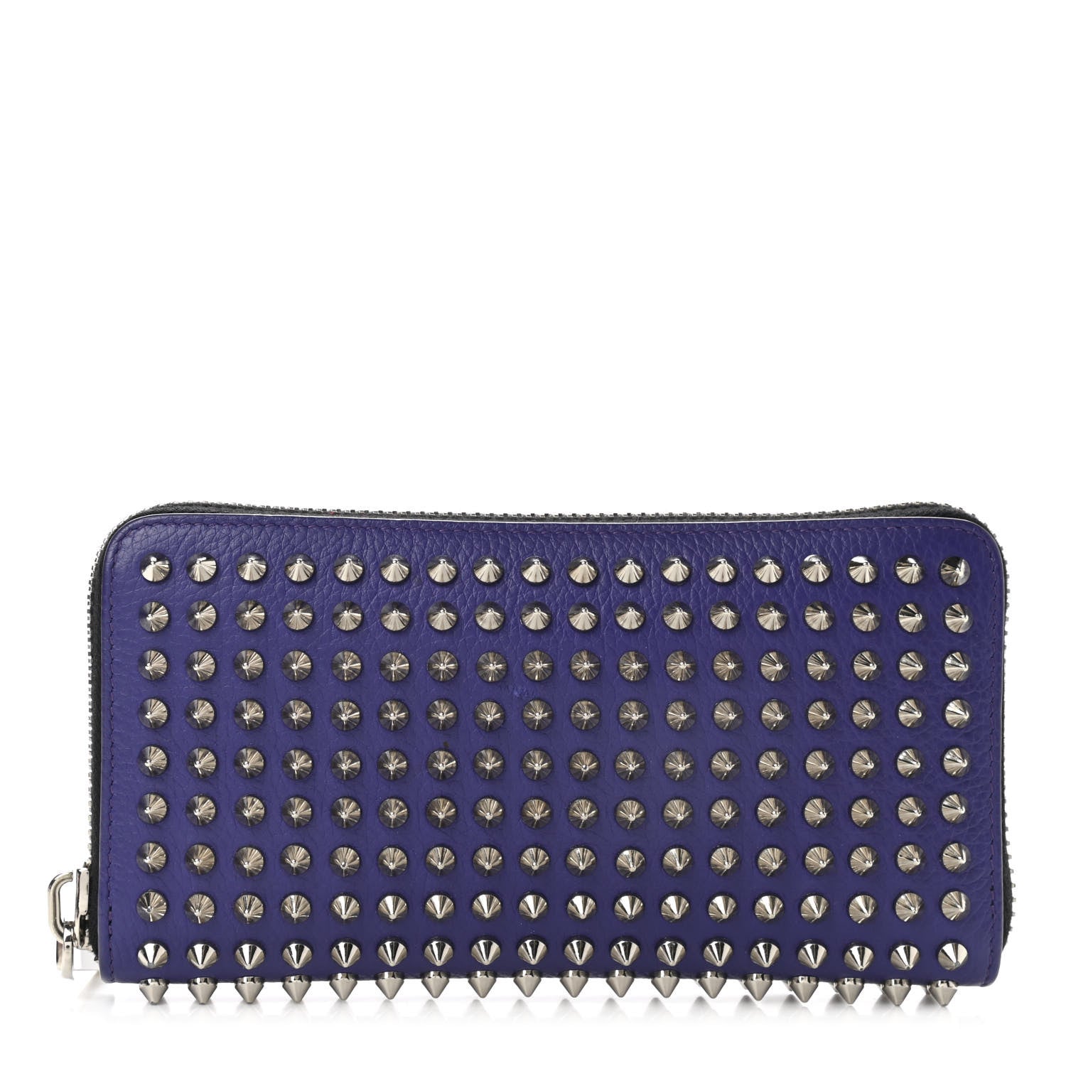 Christian Louboutin Calfskin Panettone Spiked Zip Around Wallet Purple 1 of 8