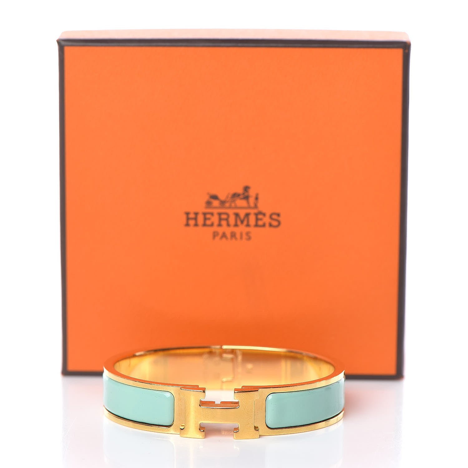 Hermes Enamel Narrow Clic Clac H Bracelet PM Vert Aqua 5 of 5
