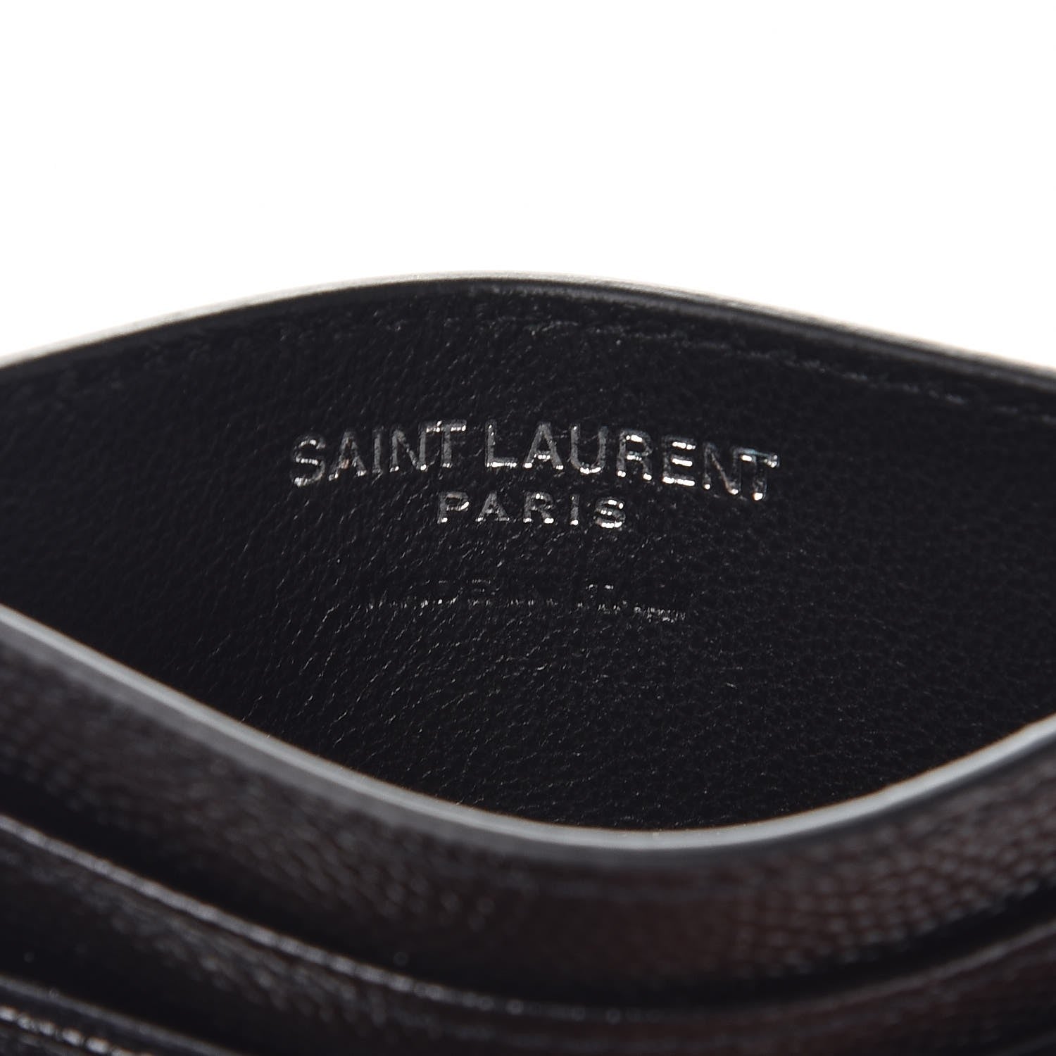 Saint Laurent Grain De Poudre Matelasse Chevron Monogram Credit Card Case Black 6 of 7