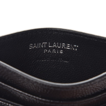 Saint Laurent Grain De Poudre Matelasse Chevron Monogram Credit Card Case Black 6 of 7
