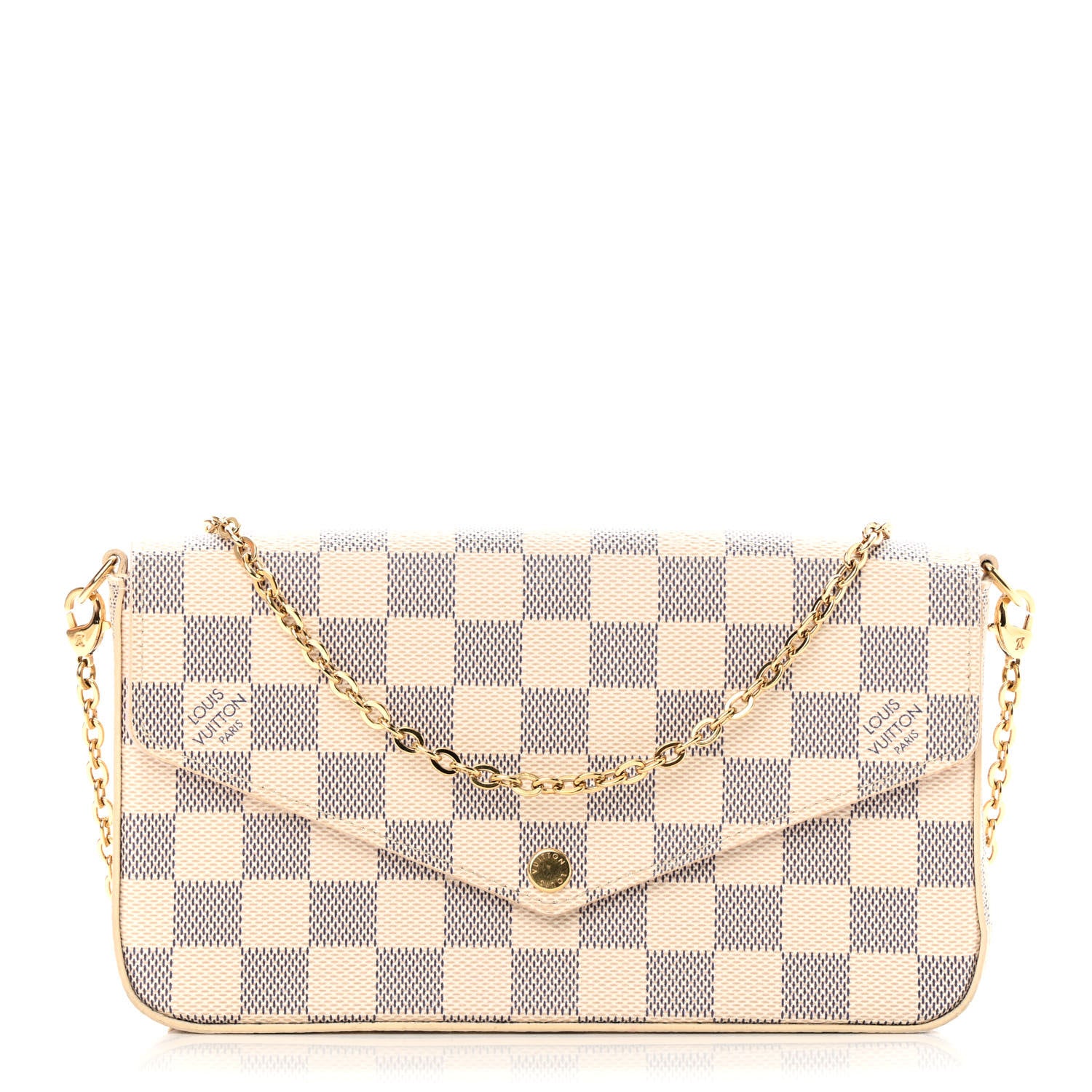 Louis Vuitton Damier Azur Pochette Felicie Chain Wallet Rose Ballerine 3 of 15