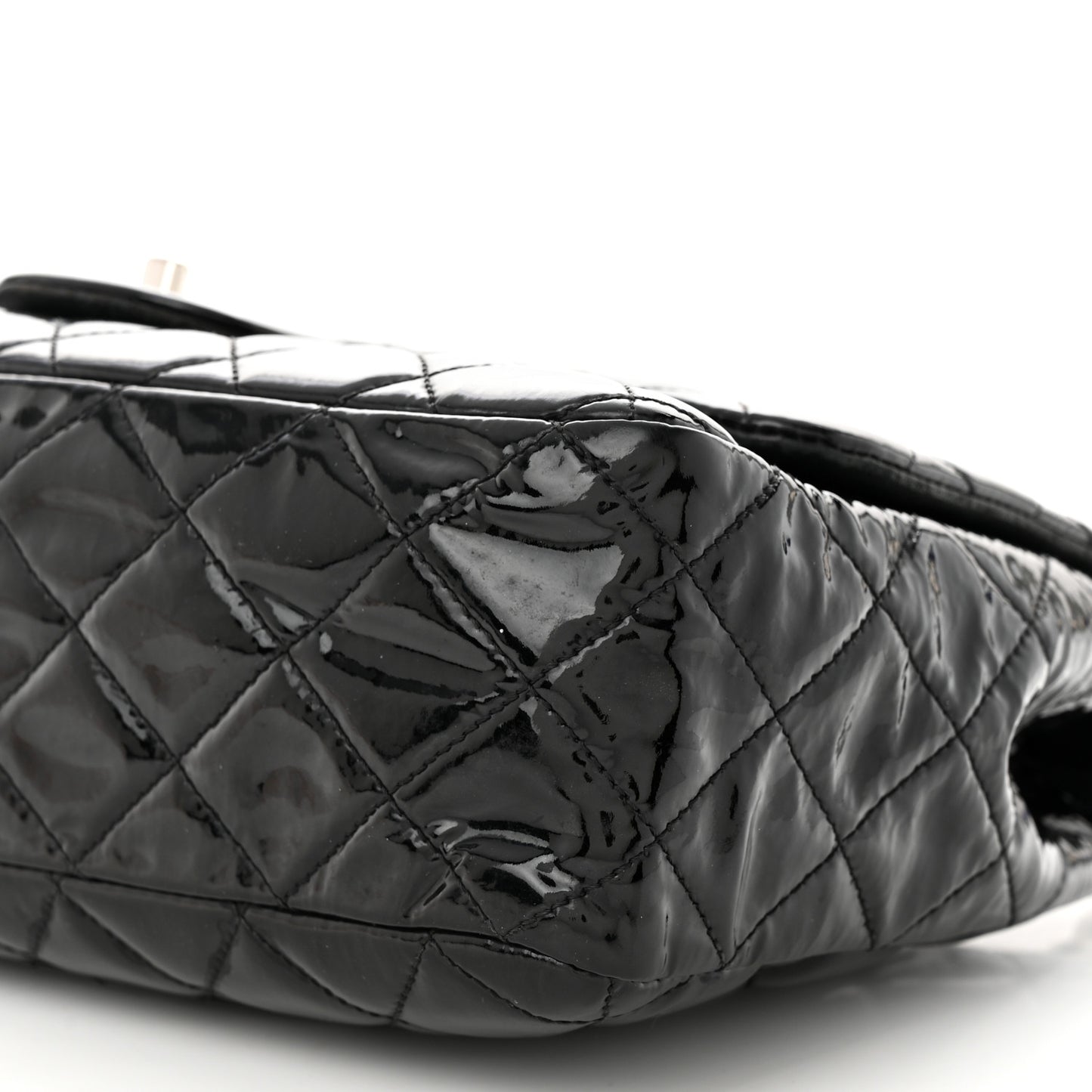 Patent Quilted Jumbo Single Flap Black