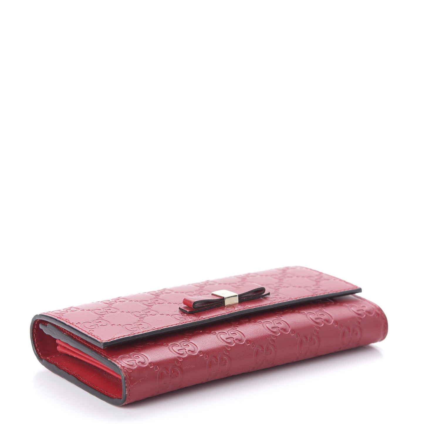 Guccissima Bow Continental Wallet Hibiscus Red