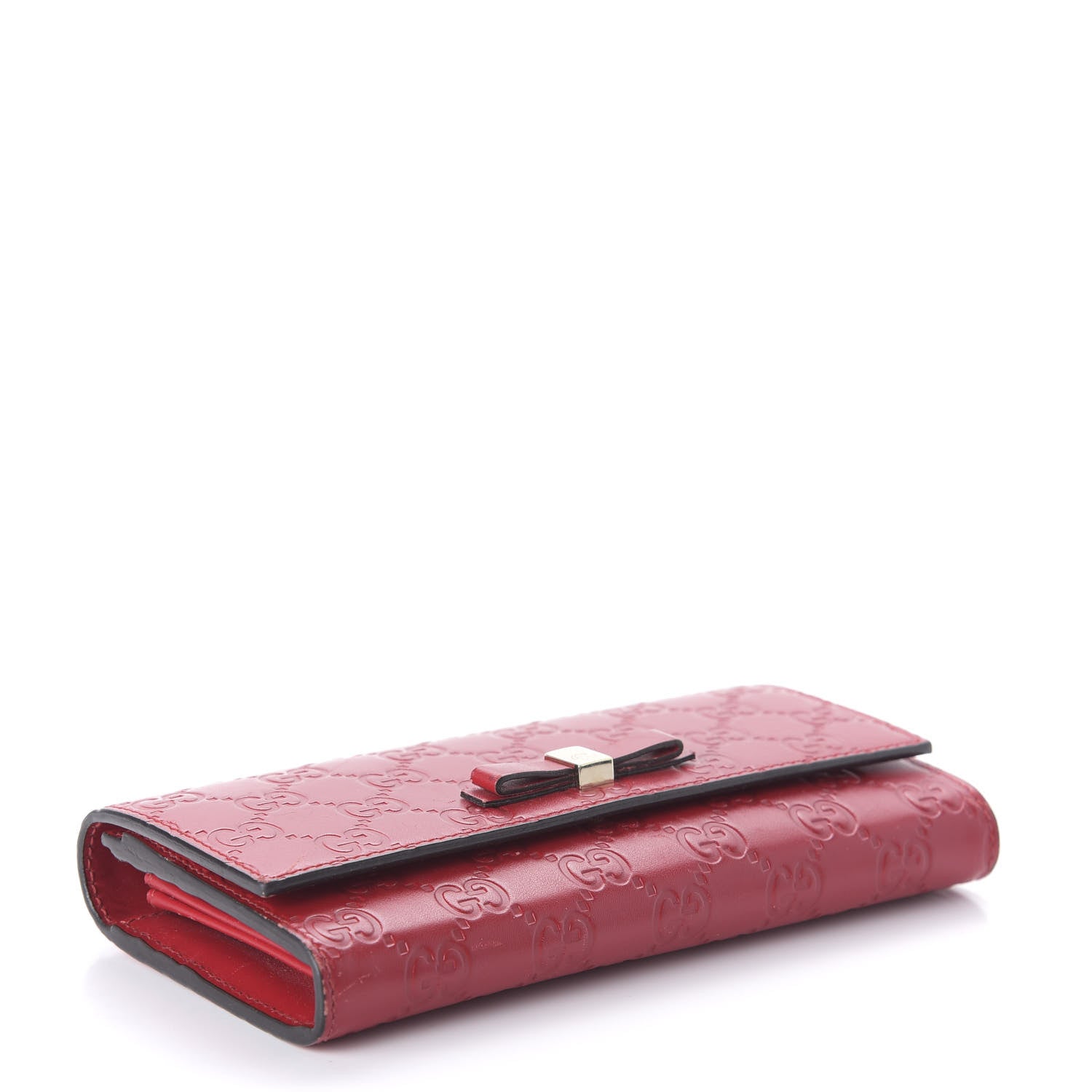 Gucci Guccissima Bow Continental Wallet Hibiscus Red 4 of 11
