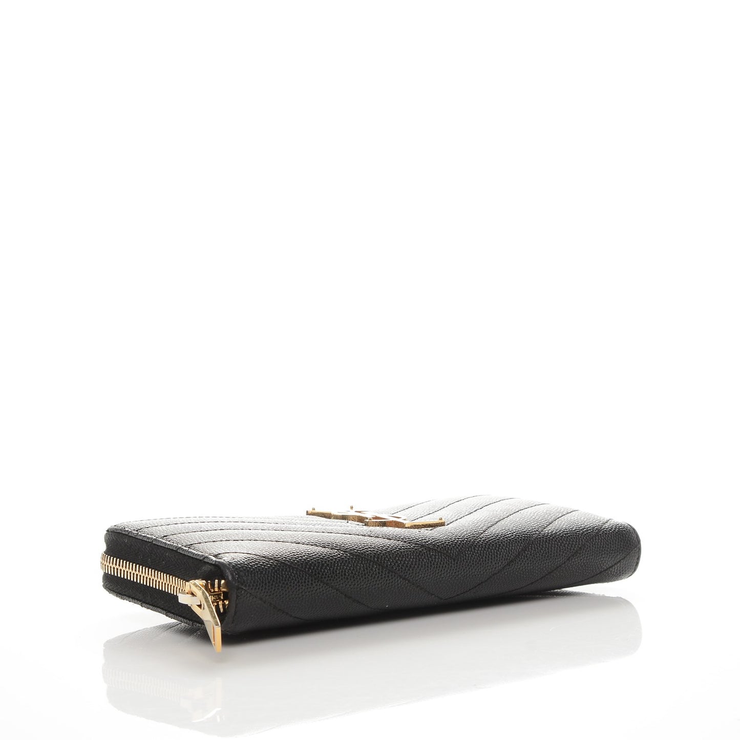 Grain De Poudre Matelasse Chevron Monogram Zip Around Wallet Black