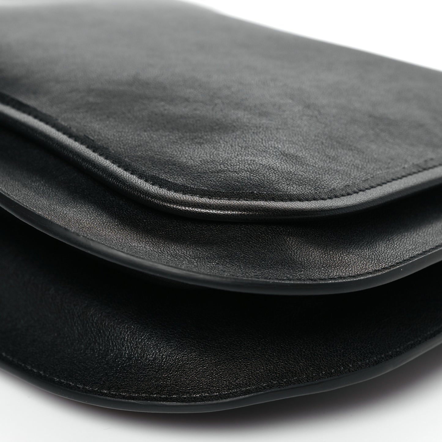 Shiny Lambskin Soft Triomphe Besace Bag Black