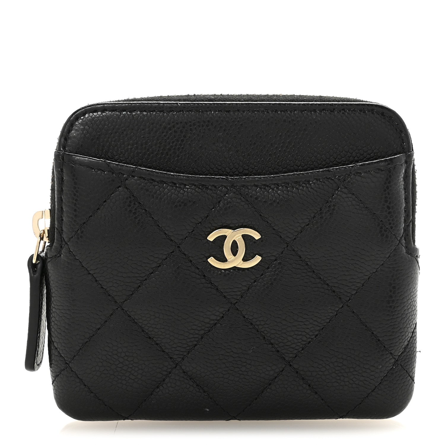 Chanel Caviar Quilted Zip Card Holder Wallet Black 1 of 7