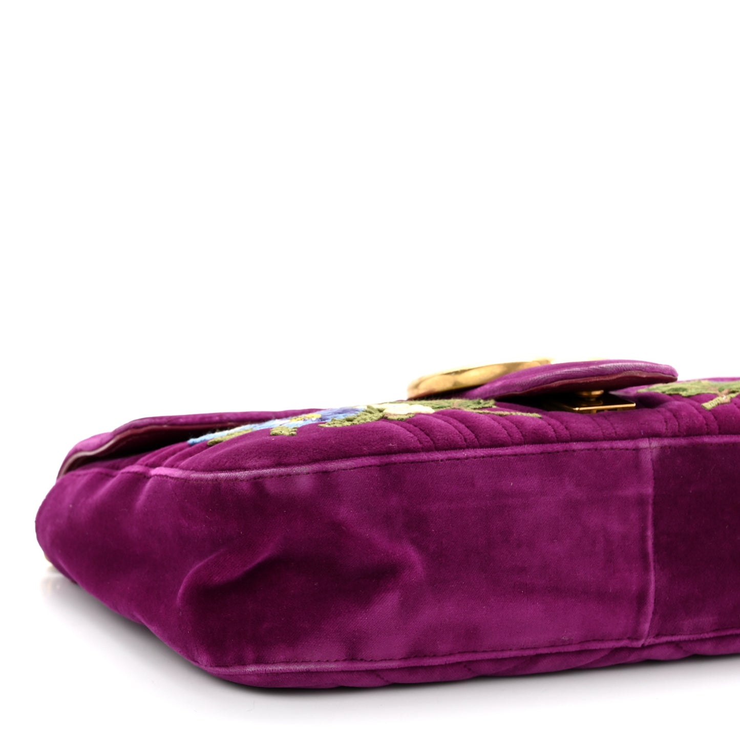 Velvet Matelasse Loved Embroidered Medium GG Marmont Shoulder Bag Fuchsia Violet Cyclamen